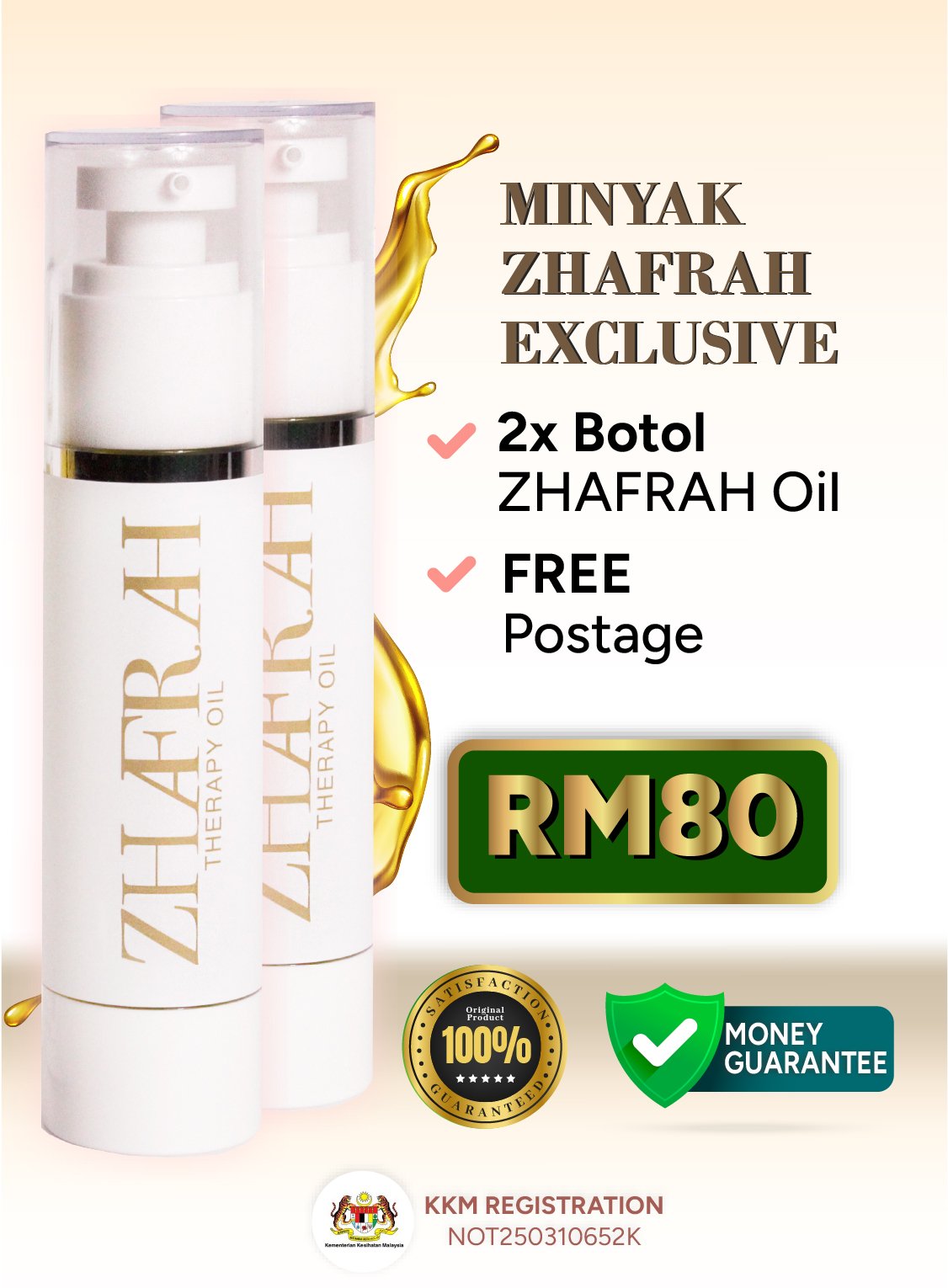 Pakej Biasa 2x botol Free Roller massage (Tahan 2 bulan) - FREE SHIPPING